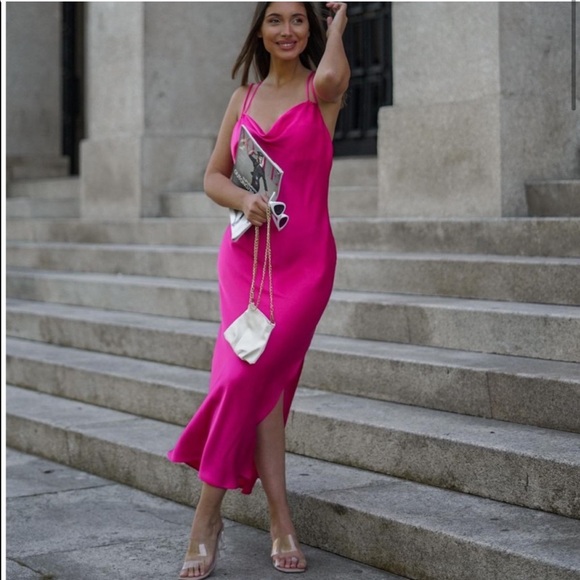 Zara Dresses & Skirts - Zara pink satin lingerie style dress